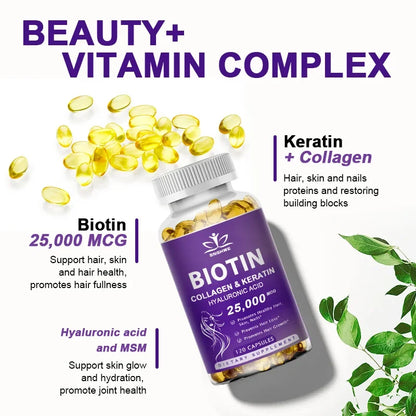 Free Sipping Biotin &amp; Collagen Supplement Nails,Shiny Hair,  Skin,Vegetarian Capsules Beauty Health