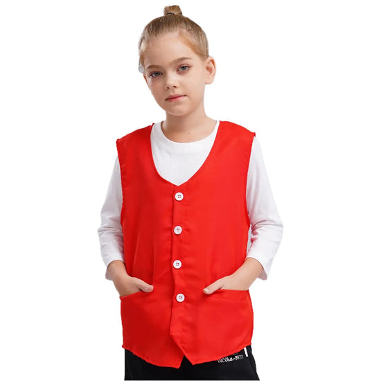 Kids Boys Girls Button Volunteer Vest Solid Color V Neck Sleeveless Waistcoat Volunteers School Camp Activities Uniform SHOPEZRA L.L.C.
