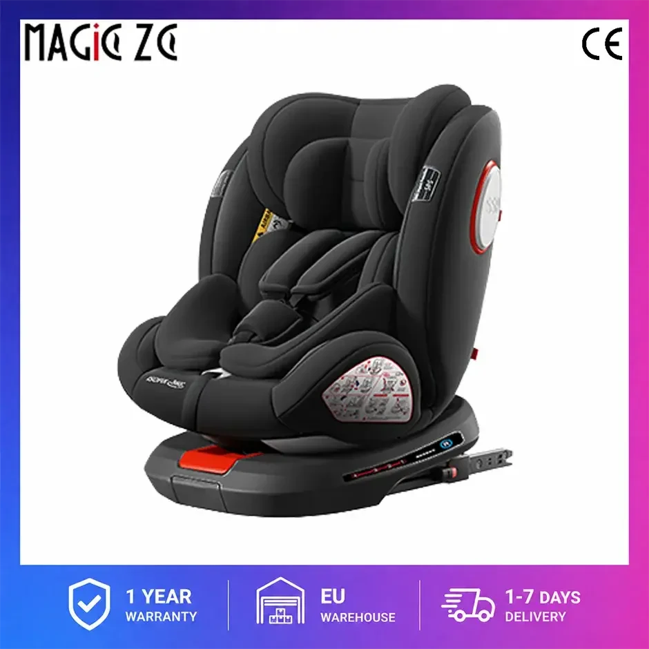 SHOPEZRA L.L.C. 360 swivel toddler car seat with ISOFIX, retractable support, side impact modules, and multi-age safety features.