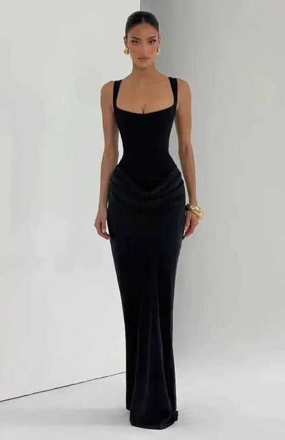 Women Square-neck Halter Mini Dress Sexy Pleated Sleeveless Backless High Waist Bodycon Dresses 2026 New Fashion Party Robes by Dropshipman