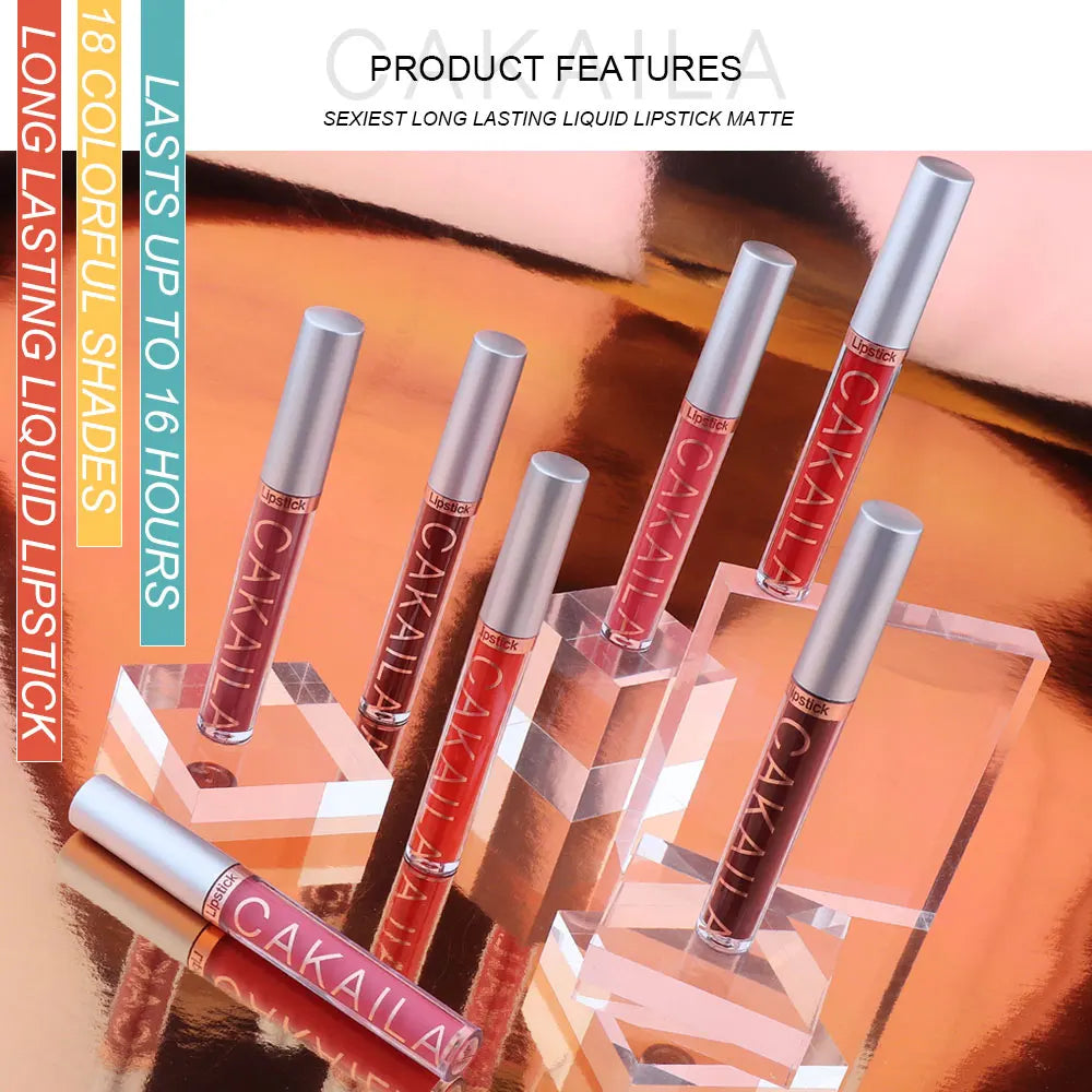 CAKAILA 6-Color Lip Gloss Lipstick Set Liquid Matte Velvet Matte Women&