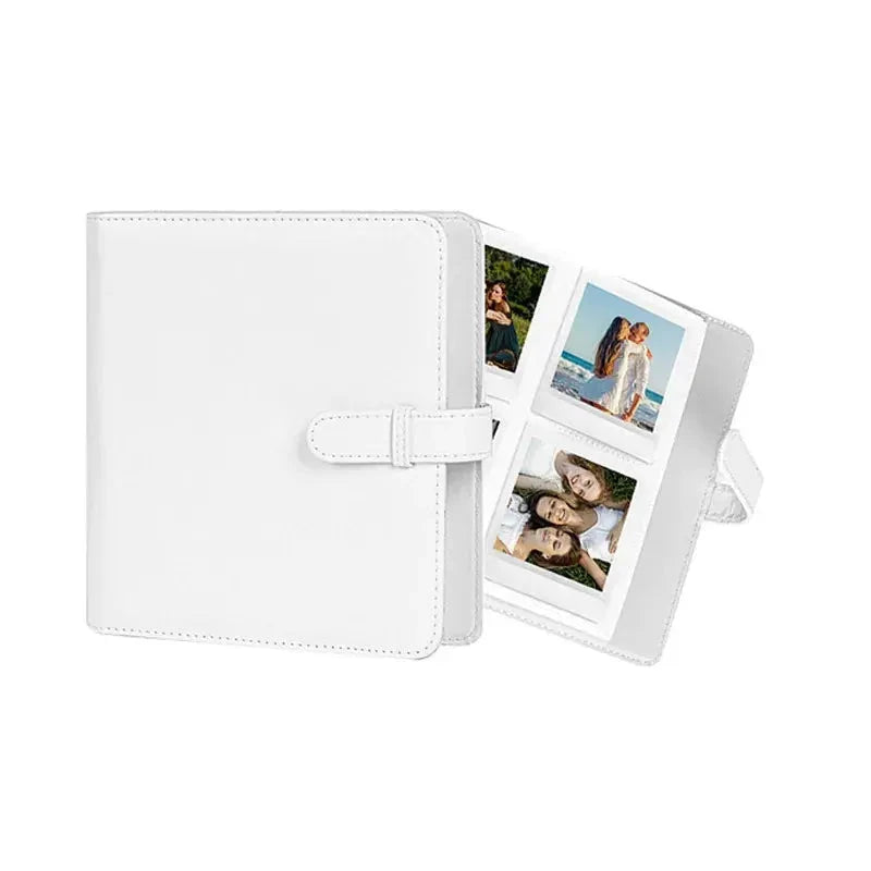 Square photo album with 288 card slots, solid color PU cover, designed for children's growth photos and Instax or Kodak Mini cameras.