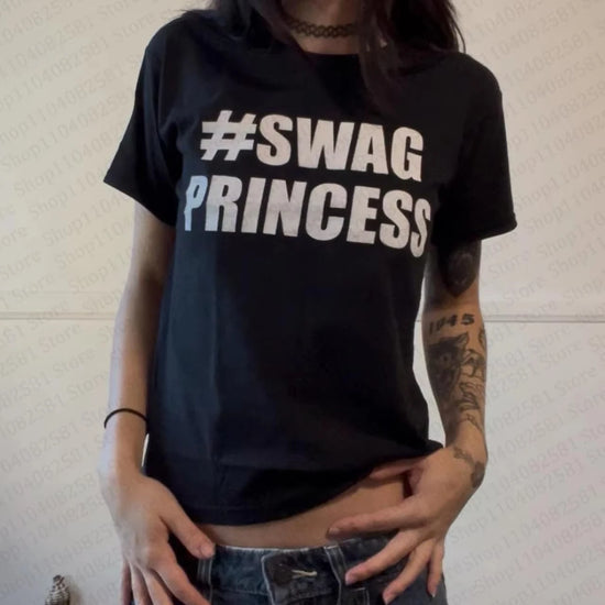 Ästhetische Kawaii Kleidung Retro Damen 90er Crop Top Damen Baby Letter T-Shirt Y2K Mode Freizeit 2000er Top Emo Schwangerschaft