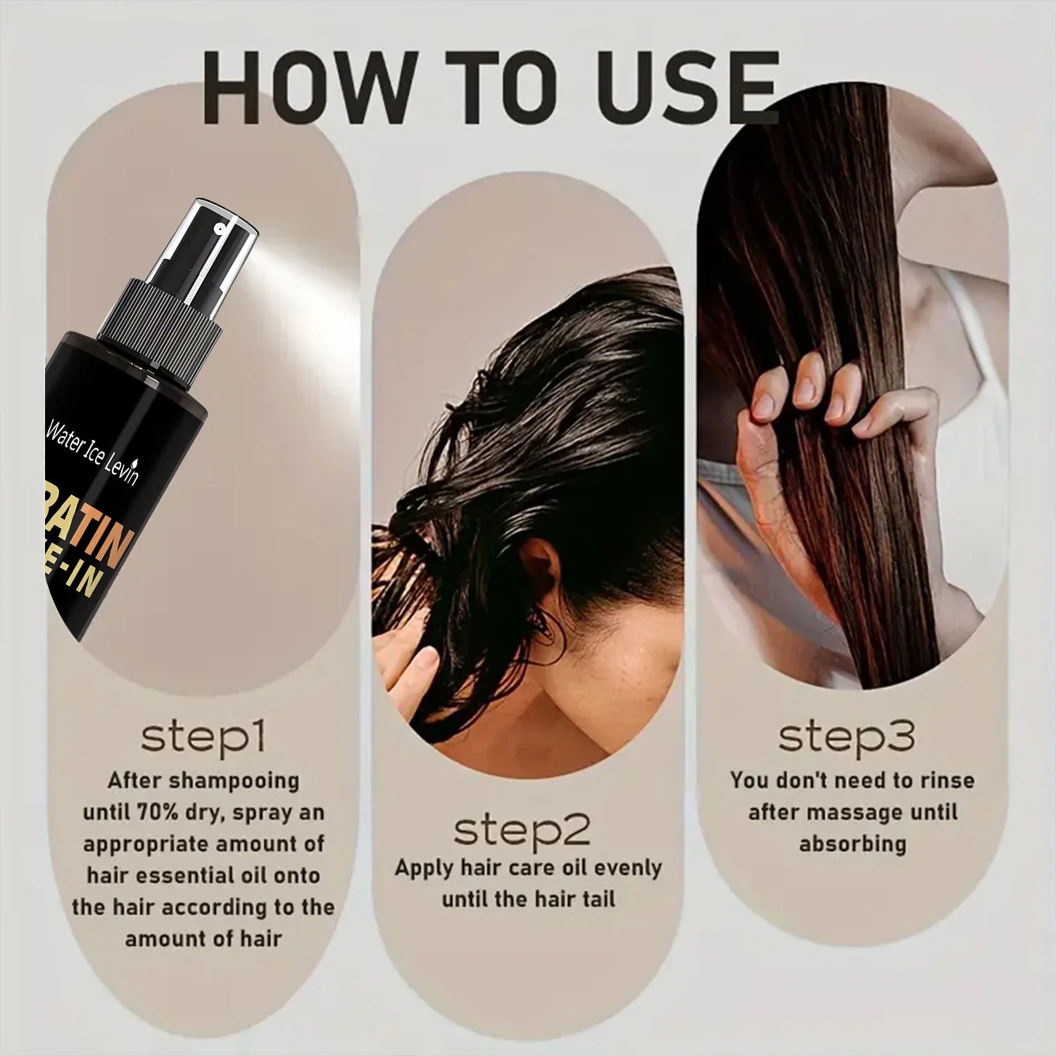Keratin &amp; Biotin Leave-In Spray 100g, Deep Conditioning Treatment for Damaged Hair, with Rice Amino Acids, Fast Shipping