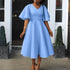 Elegant Dresses for Women V Neck Flare Sleeve High Waisted Pleated A Line Mid Calf Luxury Birthday Party Dinner Vestidos Mujer SHOPEZRA L.L.C.