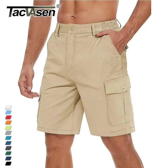 TACVASEN Sommer Atmungsaktive Baumwoll Cargo Shorts Herren Casual Multi-Taschen Twill Arbeitsshorts Wandern Camping Shorts Outdoor