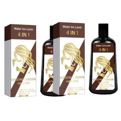 4-in-1 Chestnut Brown Hair Dye Shampoo for Long-Lasting Color &amp; Natural Instant Gray Coverage, Ginger &amp; Ginseng Enriched.