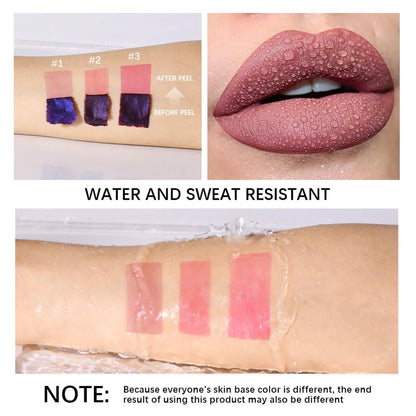 JUJU DREAM Peel Off Lip Stain Set, 3 Colors Long-Lasting Waterproof Pink Lip Tint, Transfer-Proof Non-Stick Cup Lip Makeup