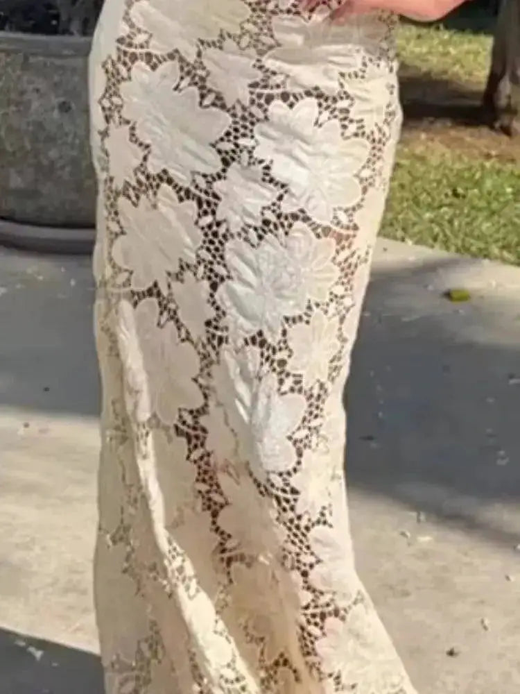 Flower Short Top Long Half Skirt Lady Set Round Neck Short Sleeve Tops High Waist Slim Maxi Skirts Sexy Fashion Women&