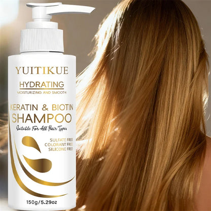 YUITIKUE Keratin &amp; Biotin Hydrating Shampoo | Natural Gentle Formula, Daily Hair Care 150g