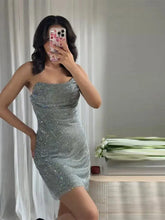 Rhinestone Shining Sexy Evening Dress Women Sleeveless Backless Slim Party Pleated Gown Female Dresses Street Vacation Lady Robe SHOPEZRA L.L.C.