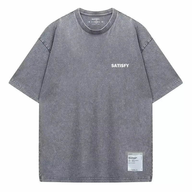 Trendy SATISFY Running MothTech Muscle Round Neck Distressed Pure Cotton Printed Short Sleeve T-Shirt Casual Loose Fit Youth SHOPEZRA L.L.C.