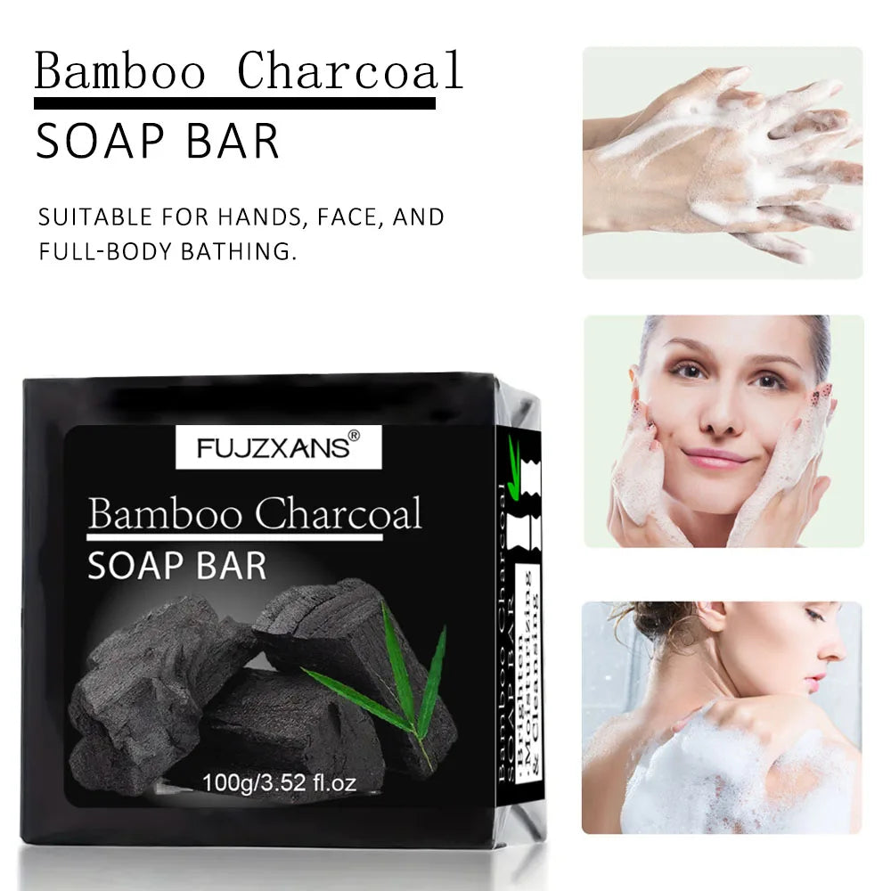 Bamboo Charcoal Soap Bar Deep Cleansing for Oily Light Beige,Moisturizing &amp; Brightening Face &amp; Body Bar For Women