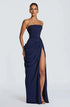Elegant Solid Strapless Pleated Dress Women Chic Sleeveless Waist Cinching Split Maxi Vestidos 2026 Lady Evening Party Dresses SHOPEZRA L.L.C.