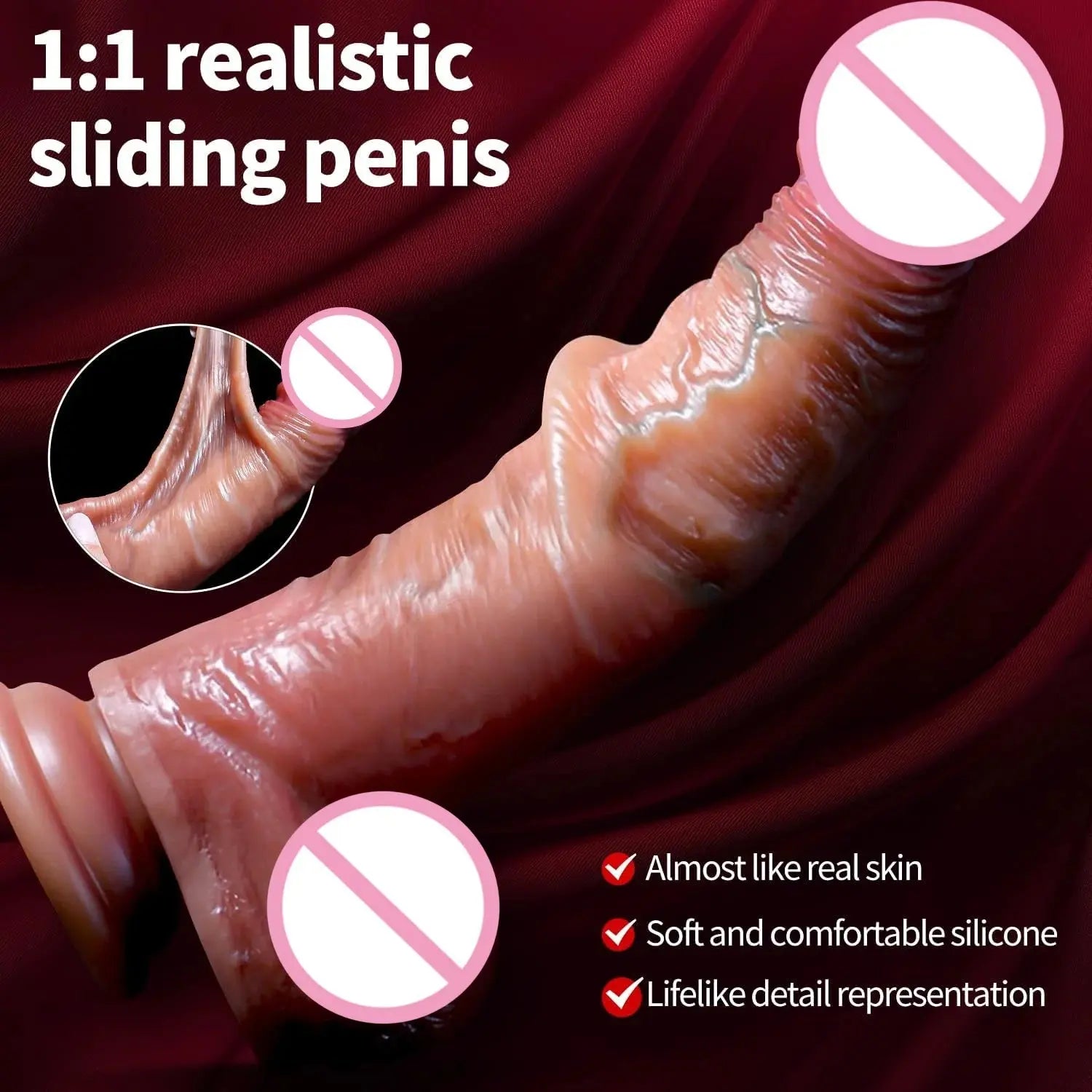 Realistic Dildo for Women Skin Sliding Foreskin Testicles Dildos Anal Vaginal Stimulation Strapon Penis Sex Toys for Female 18+ SHOPEZRA L.L.C.