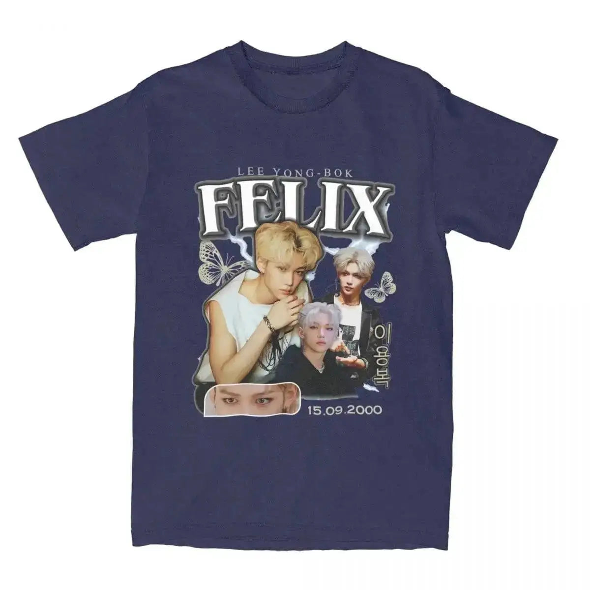 Men FELIX Korean Kpop Singer T Shirts Idol Cotton Clothing Summer Vintage Short Sleeve T-Shirt O Neck Harajuku Tshirt by Dropshipman