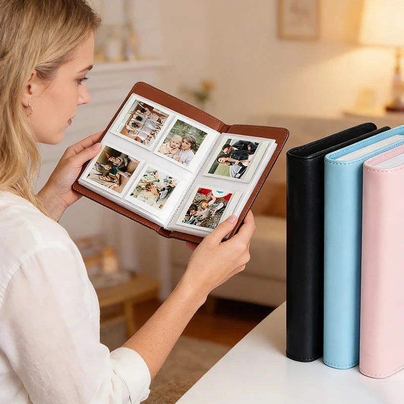 Square photo album by SHOPEZRA L.L.C. with 288 card slots, solid color PU cover, ideal for Instax Sq and Kodak Mini square photos.