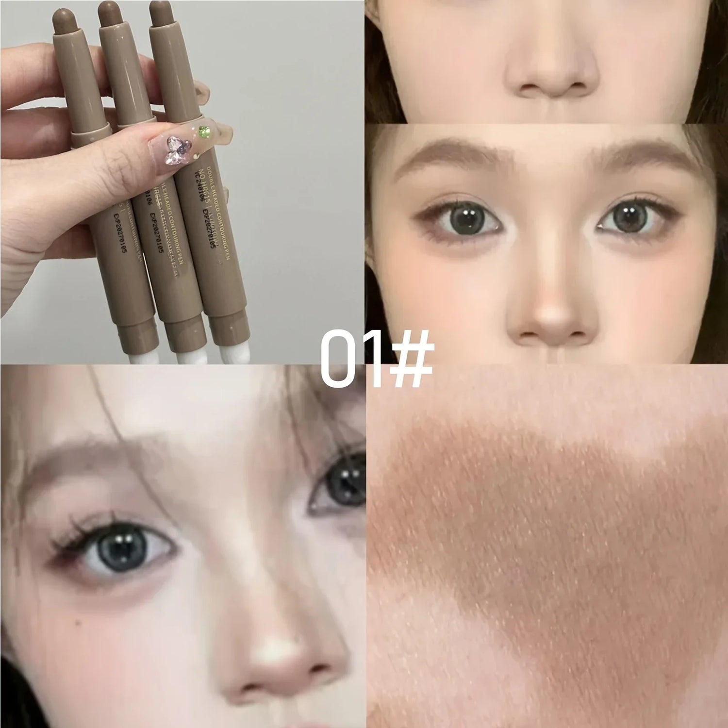 Highlighting &amp; Bronzer Stick: Long Lasting Corrector with Brush, Brightening Concealer Pen, Nose Shadow, and Contouring