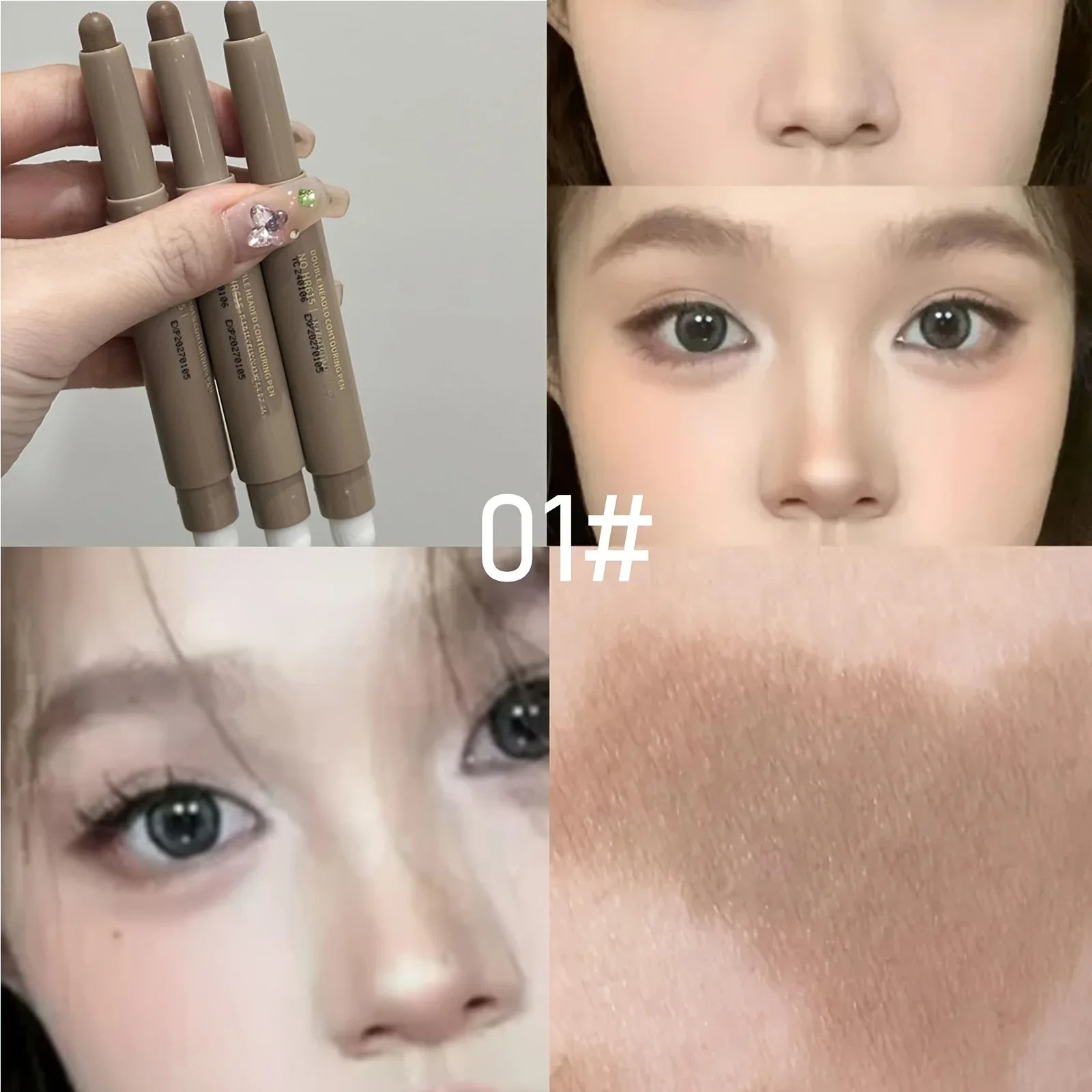 Highlighting &amp; Bronzer Stick: Long Lasting Corrector with Brush, Brightening Concealer Pen, Nose Shadow, and Contouring