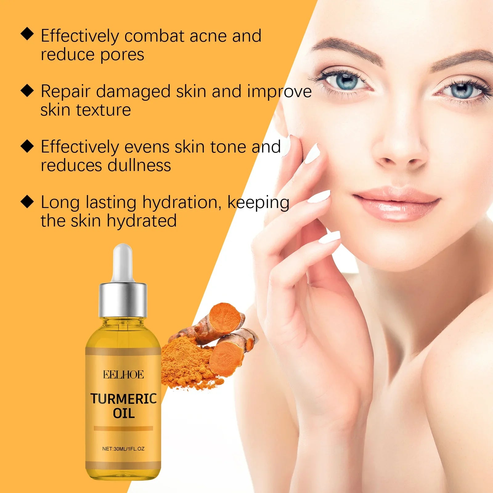 Turmeric Facial Oil Lightening Face Moisturizing &amp; Skin Repair Smooth Deep Moisturizing Brightening Skin Care Essence Oil
