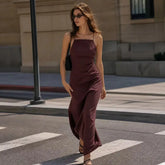 High Quality 2026 Summer New Women Fashion Linen Strap Midi Holiday Dress Casual Solid Zipper Slim Elegance Party Dresses Ladies SHOPEZRA L.L.C.