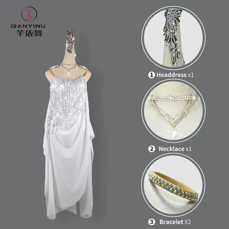 Dress For Dancing Sports Costume Women Latin Practice Dancewear Party Skirt Line Suit Competition Girl Stage Clothes Female Prom SHOPEZRA L.L.C.