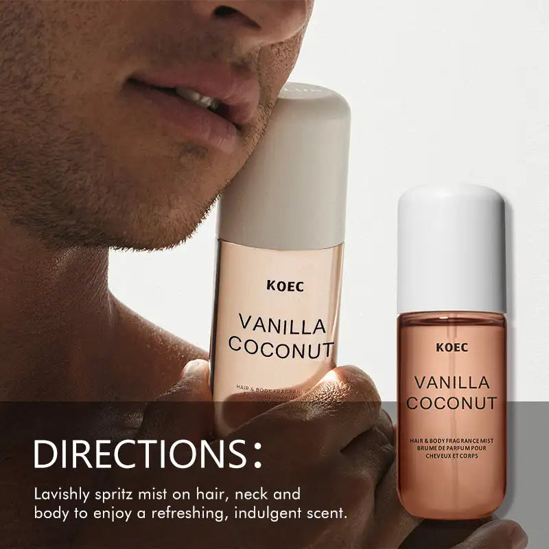 KOEC Vanilla &amp; Coconut Fragrance Mist Perfume Refreshing Moisturizing Triple Notes Plant Fragrances Propylene Glycol