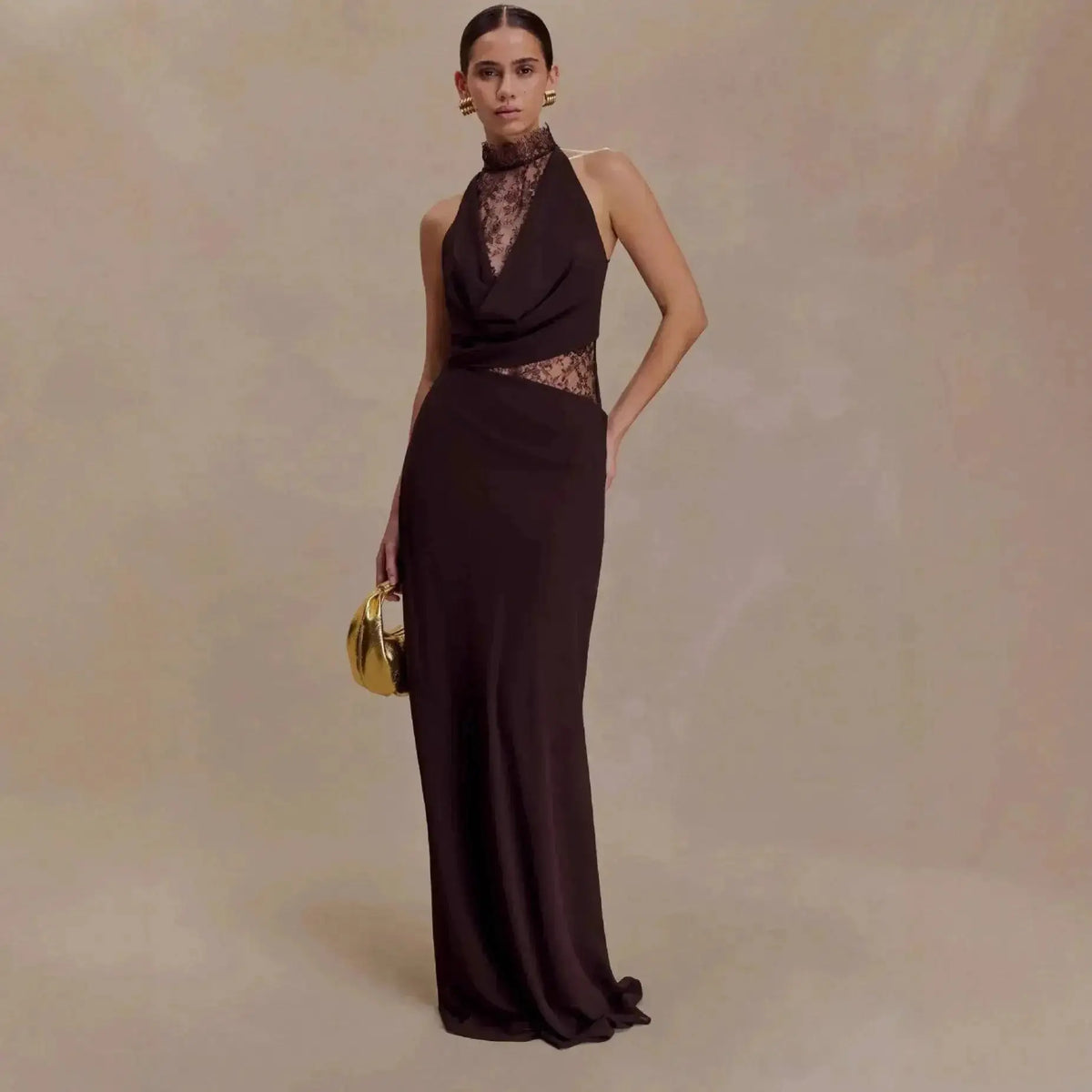 Women Lace Patchwork Sleeveless Pleated Dress Elegant Off-shoulder See Through Long Dresses 2026 Lady Evening Party Vestidos by Dropshipman