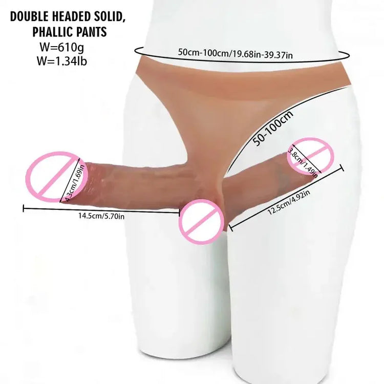 Silicone Double Penis Dildo Wearing Pants Dick Realistic Penis Toy for Lesbian Couple Strap on Masturbator Adult Sex Toys SHOPEZRA L.L.C.