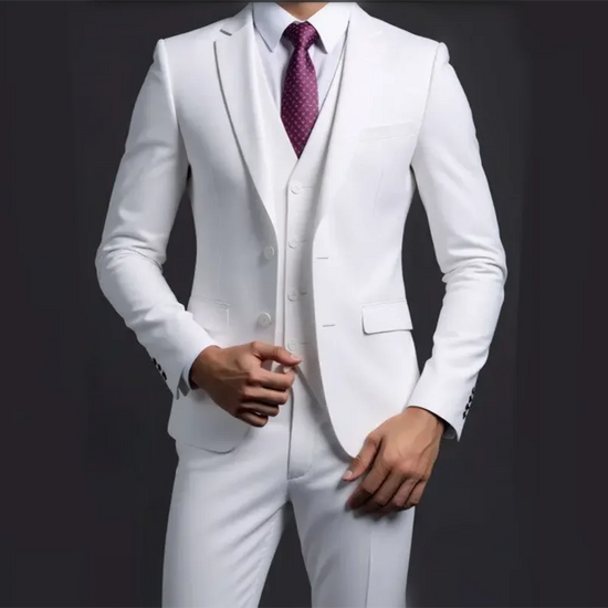 Anzug (Blazer + Weste + Hose) Herren Modisch Elegant Business Britischer Stil Einfarbig Bankett Gastgeber Freizeit Hochzeit Anzug