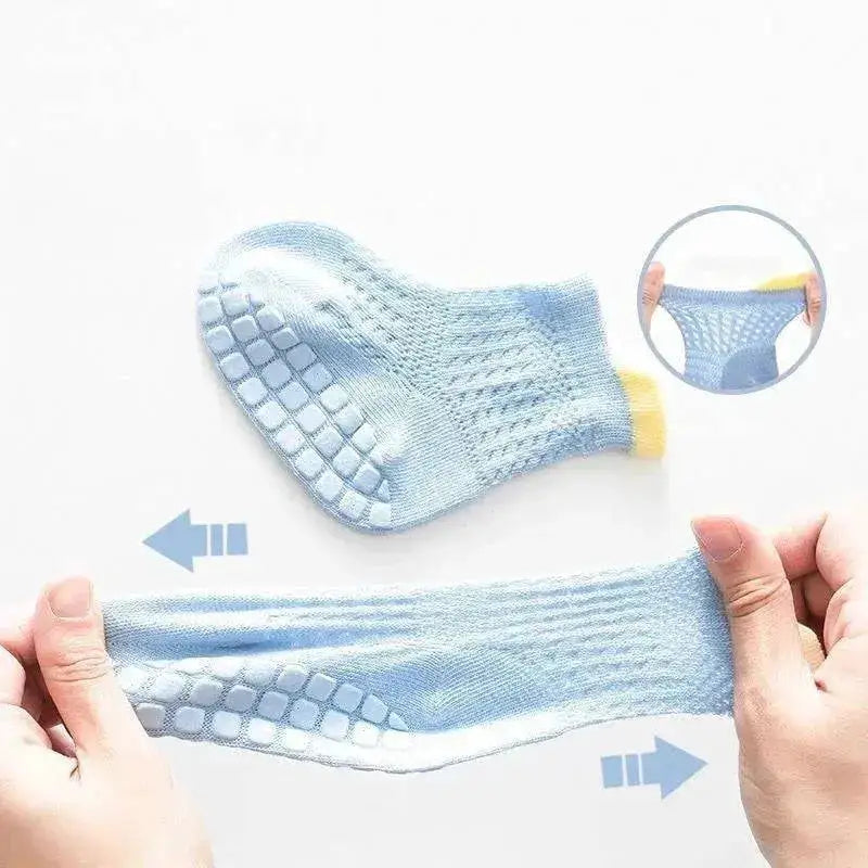 3pairs/lot RAISE 6 Colored Non-slip Baby Girl Sock Breathable Thin Infant Girl Cotton Socks Kids Mesh Socks Children&