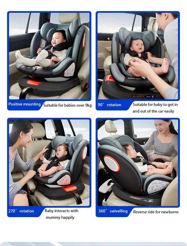 Shopezra L.L.C. 360 swivel toddler car seat with ISOFIX, retractable support, side impact modules, and adjustable forward/rearward facing.