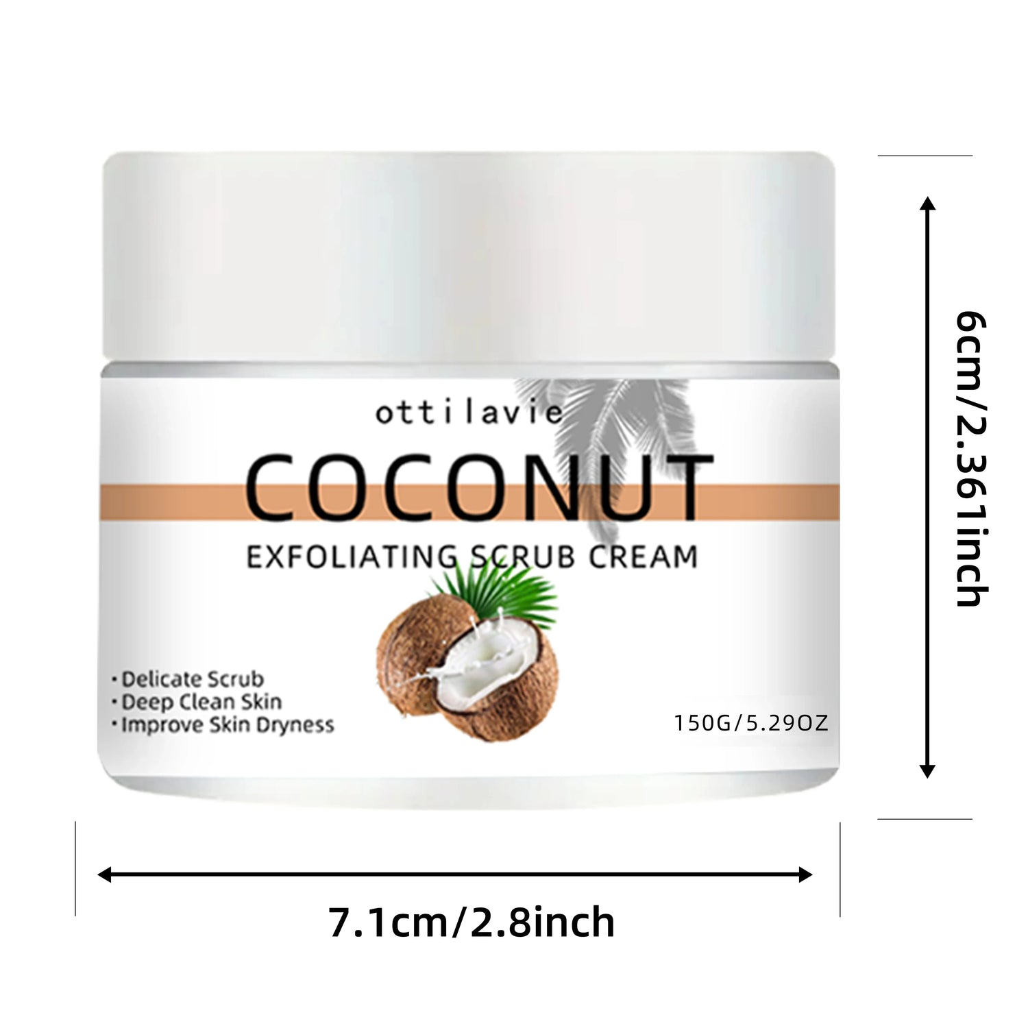 ottilavie Coconut Exfoliating Scrub Cream  Physical exfoliation for smooth skin  Suitable for all skin types (face, neck &amp; body)