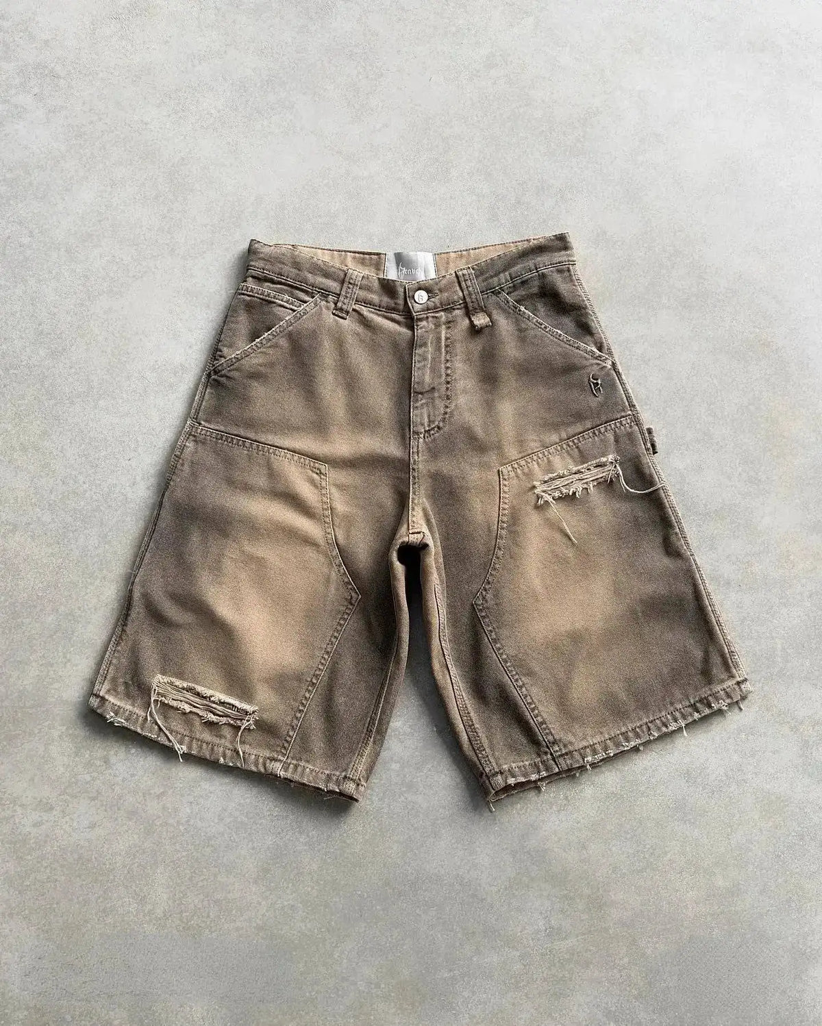 Y2k Black Punk Wash Baggy Work Shorts Men Women Summer Hip Hop Ripped Hole Denim Shorts Raw Edge Casual Jorts Streetwear by Dropshipman