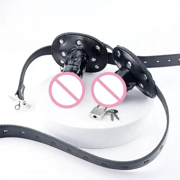 Dildo Deep Blowjob Gag Open Mouth Plug With Lock Leather Strapon Penis Butt Plug Bondage Restraint Lips For Couples Sex Toys SHOPEZRA L.L.C.