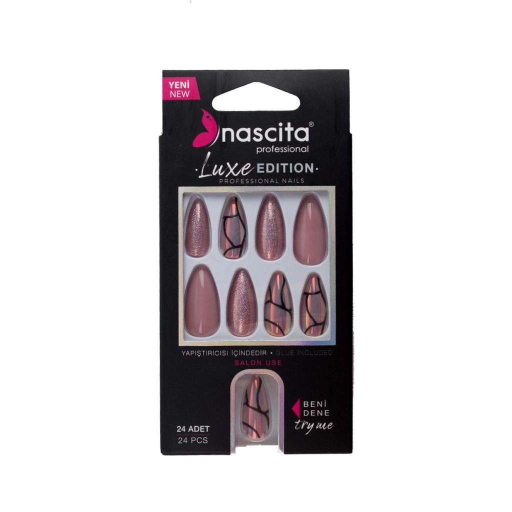 Nascita Luxe Edition Pink &amp; Black Almond False Nails 24-Pack