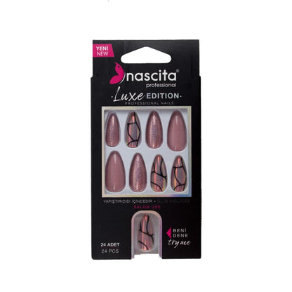 Nascita Luxe Edition Pink &amp; Black Almond False Nails 24-Pack