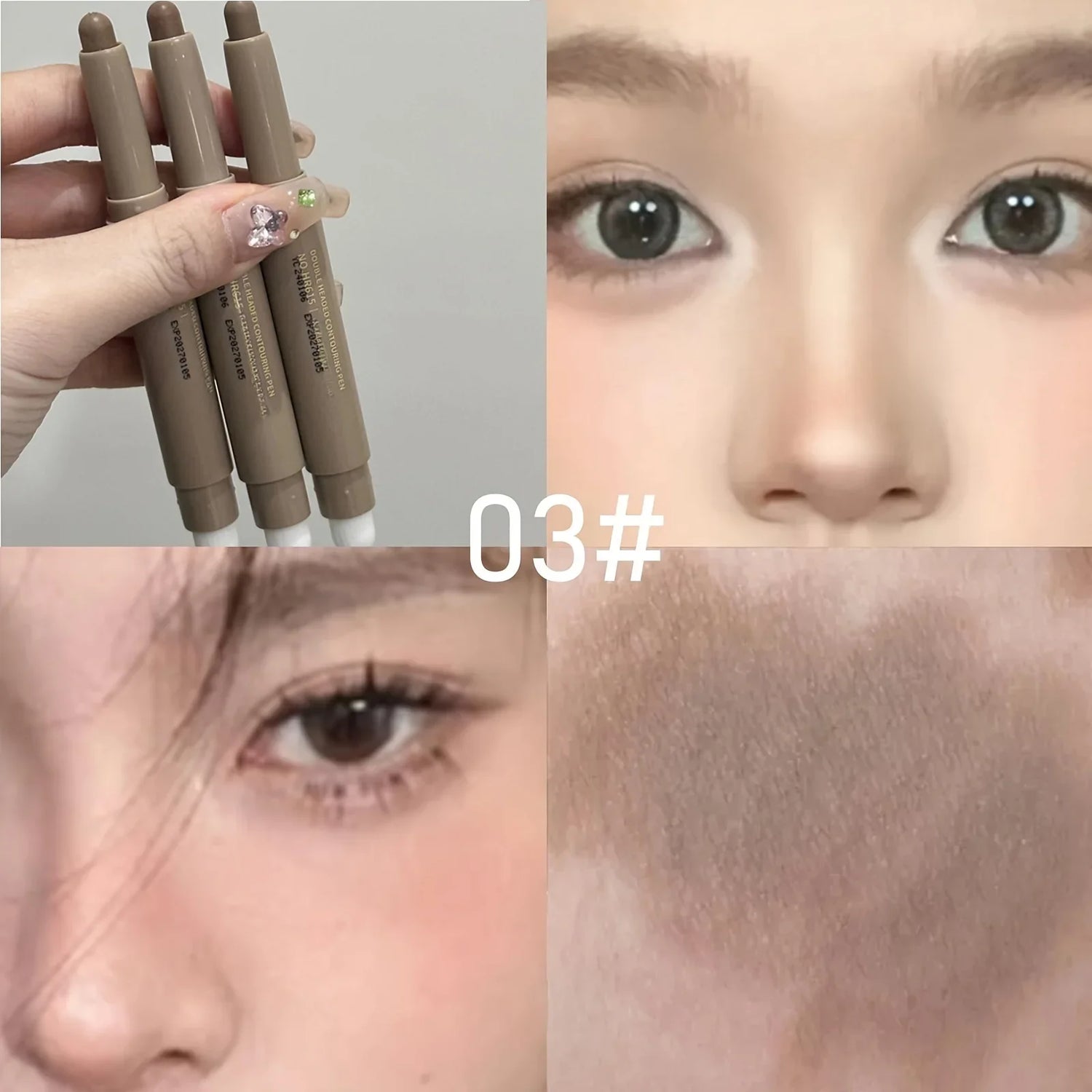Highlighting &amp; Bronzer Stick: Long Lasting Corrector with Brush, Brightening Concealer Pen, Nose Shadow, and Contouring