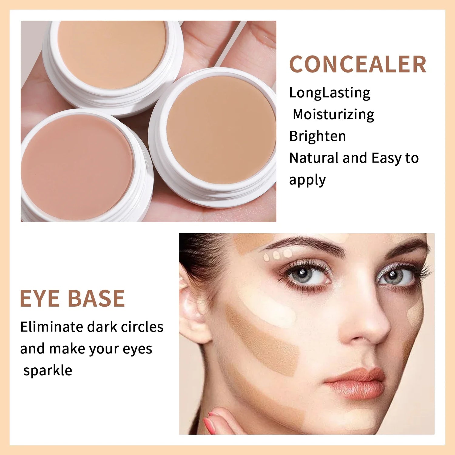 QIC Waterproof &amp; Sweatproof Concealer Cream - Tattoo coverage, Long-Lasting Foundation, Natural,Full coverage, All Skin Types