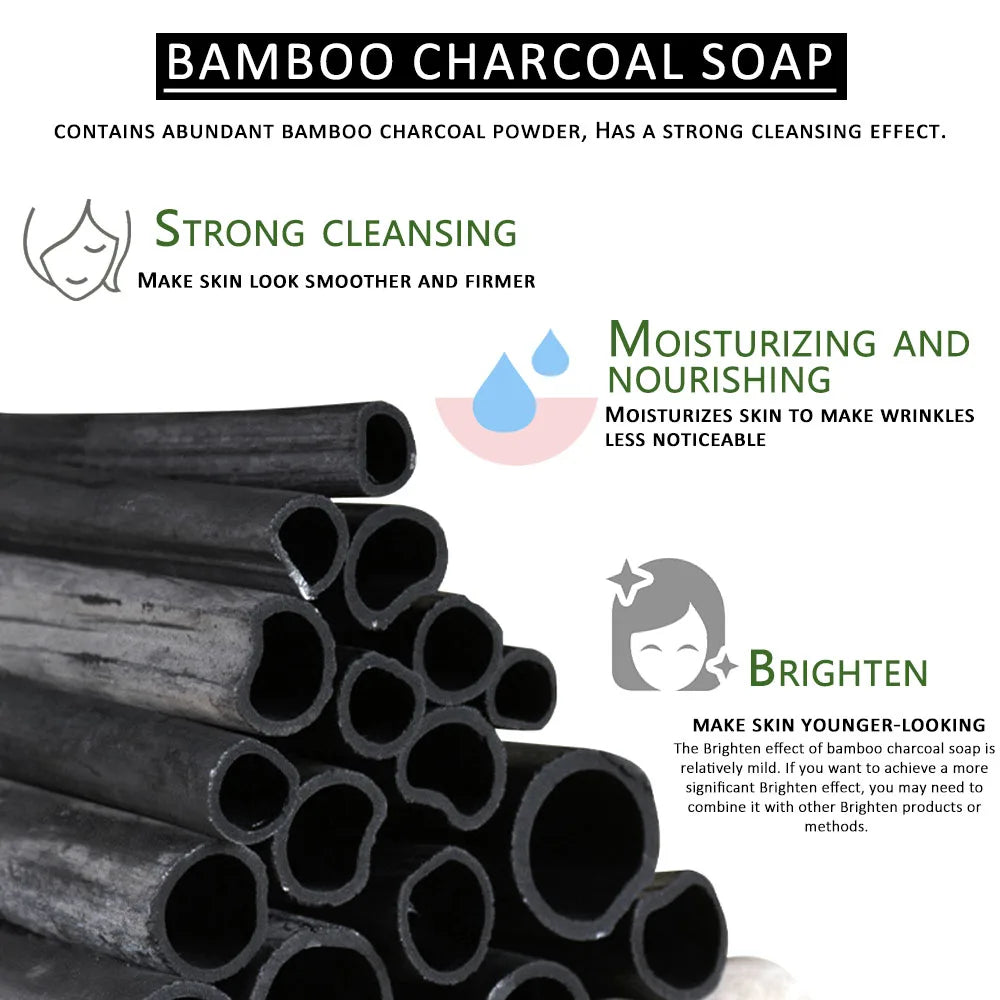 Bamboo Charcoal Soap Bar Deep Cleansing for Oily Light Beige,Moisturizing &amp; Brightening Face &amp; Body Bar For Women