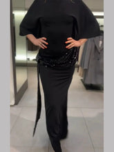 Sequin Patchwork Backless Dress Women Elegant Solid Middle Sleeve Cinched-waist Slim Long Dresses Fashion Evening Party Vestidos SHOPEZRA L.L.C.