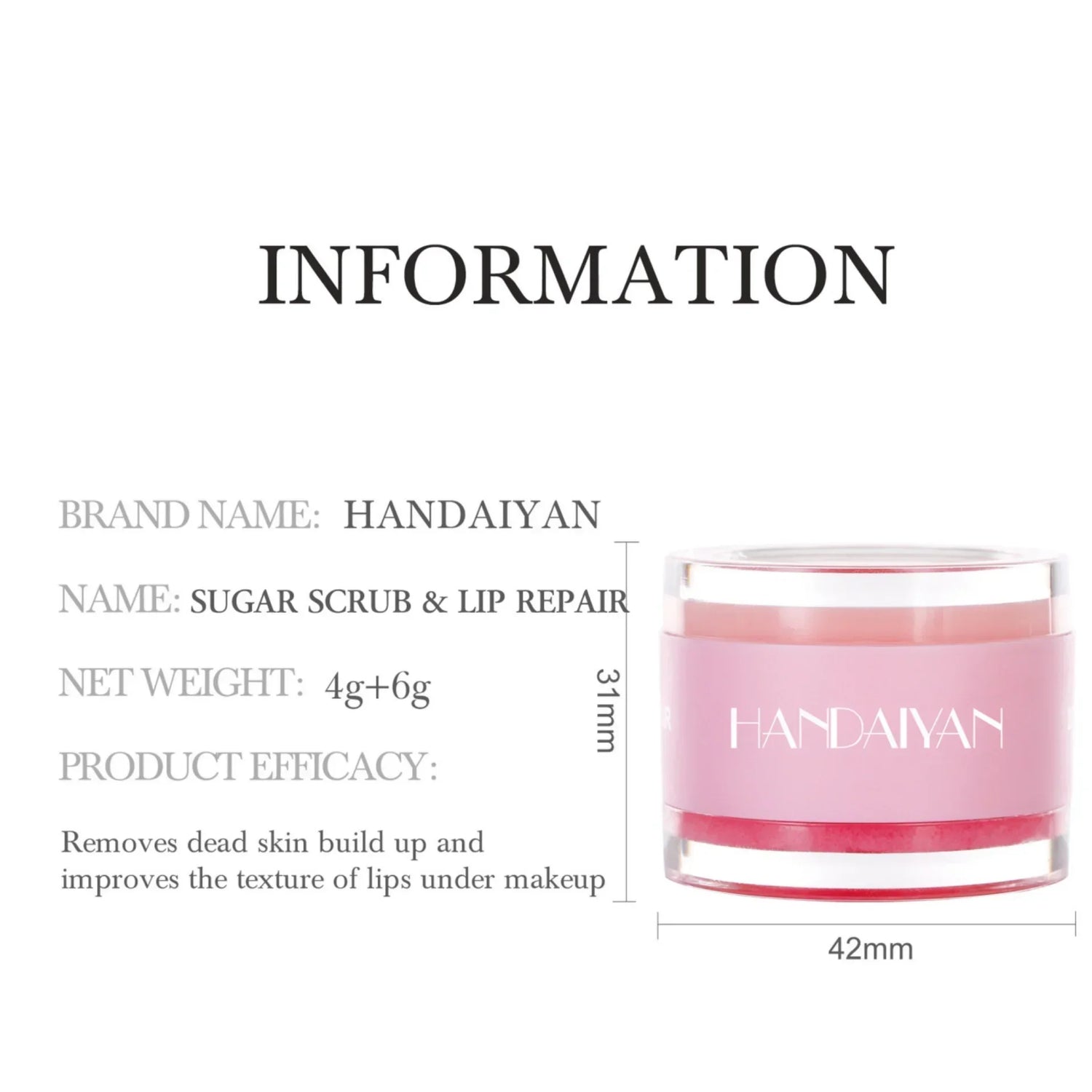 HANDAIYAN 2-in-1 Lip Exfoliator &amp; Moisturizer Sugar Scrub Lip Repair Mask Lipbalm Double Lip Care Effected Lip Scrub Balm