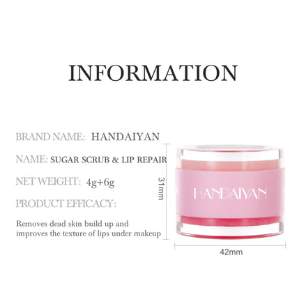 HANDAIYAN 2-in-1 Lip Exfoliator &amp; Moisturizer Sugar Scrub Lip Repair Mask Lipbalm Double Lip Care Effected Lip Scrub Balm