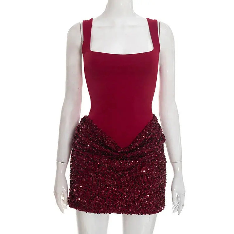 Townlike Pleated Slim Bodycon Dress Women Spaghetti Strap Mini 2026 Summer Dress Sequin Evening Nightclub Sexy Party Dresses SHOPEZRA L.L.C.