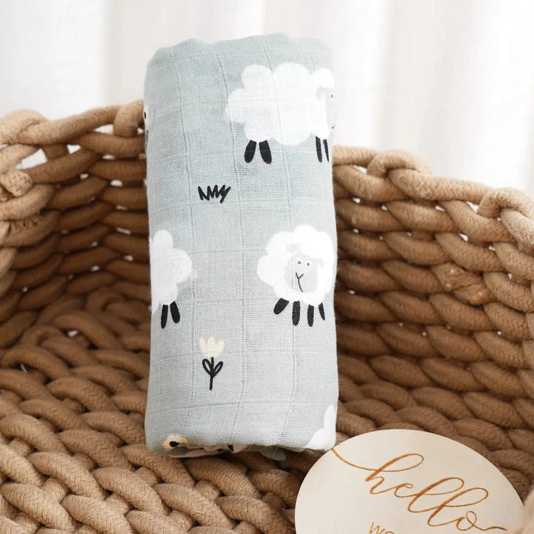 120x110cm Bamboo Cotton Baby Muslin Swaddle Blanket Cute Soft Print Baby Towel Wrap SHOPEZRA L.L.C.