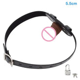 Dildo Deep Blowjob Gag Open Mouth Plug With Lock Leather Strapon Penis Butt Plug Bondage Restraint Lips For Couples Sex Toys SHOPEZRA L.L.C.