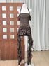 Women Ruffles Draped Dress Three Piece Sets Sexy Halter Neck Folds Ruffled Dress+Lace-up Corset Top+Shorts Suits Party Cocktail SHOPEZRA L.L.C.