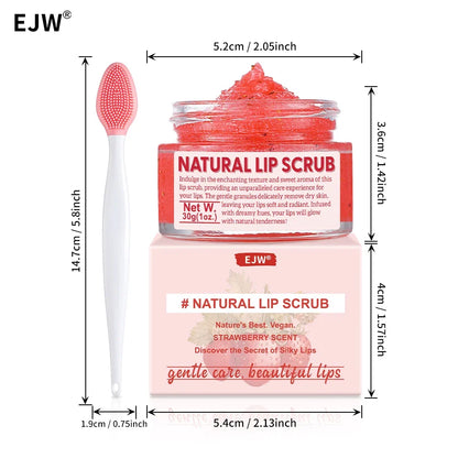 Strawberry Lip Scrub &amp; Repair, Exfoliator &amp; Moisturizer for Chapped, Dry and Flaky Lips,Sugar Lip Scrub Improve Dullness Remove.