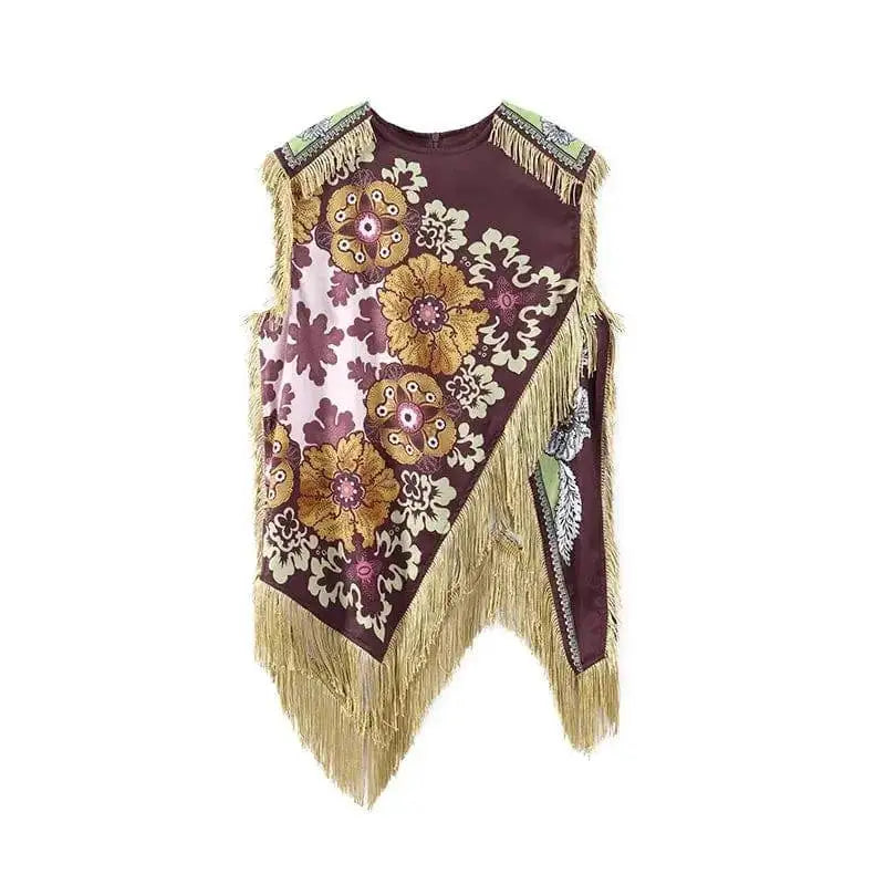 Fashion Tassel Patchwork Floral Printed Dresses Elegant Sleeveless Female Irregular Dresses 2026 Summer Lady Beach Party Robes by Dropshipman