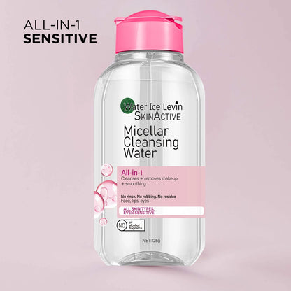 Water Ice Levin Micellar Water: All-in-1 Cleanser &amp; Makeup Remover. No Rinse, No Rub, For Sensitive Skin. 125g.